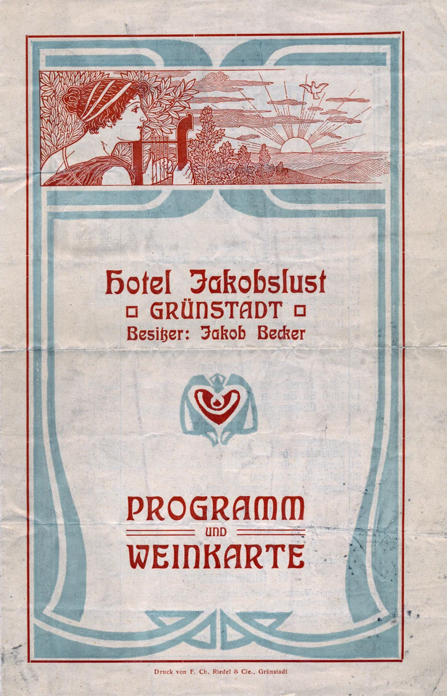 Programm und Weinkarte der Jakobslust