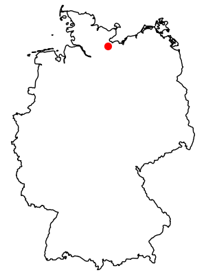 Karte mit Lübeck markiert